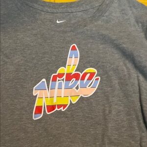 Nike Gray T-Shirt with Multicolor Logo
